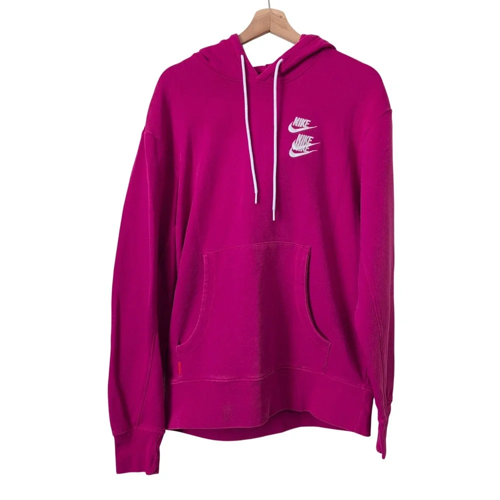 Nike World Tour Pink Hoodie Graphic Smiley Face French Terry Size M Unisex‎